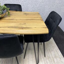 KOSY KOALA Dining Table & 6 Black Velvet Chairs Set Stylish Dining Room Furniture in Brown - thumbnail 5