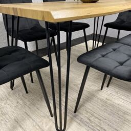 KOSY KOALA Dining Table & 6 Black Velvet Chairs Set Stylish Dining Room Furniture in Brown - thumbnail 6