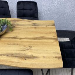 KOSY KOALA Dining Table & 6 Black Velvet Chairs Set Stylish Dining Room Furniture in Brown - thumbnail 8