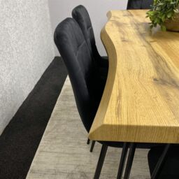 KOSY KOALA Dining Table & 6 Black Velvet Chairs Set Stylish Dining Room Furniture in Brown - thumbnail 3