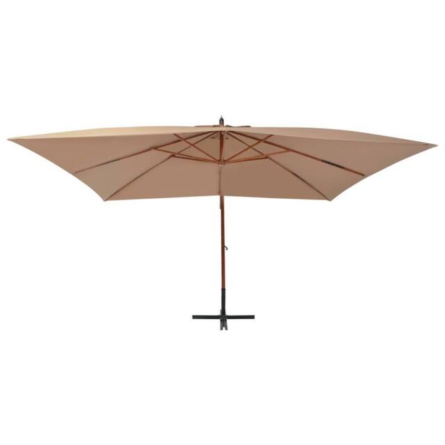 Berkfield Home Cantilever Umbrella with Wooden Pole 400x300 cm Taupe in Beige - image 1