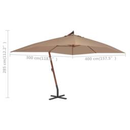 Berkfield Home Cantilever Umbrella with Wooden Pole 400x300 cm Taupe in Beige - thumbnail 8