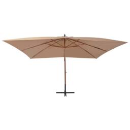 Berkfield Home Cantilever Umbrella with Wooden Pole 400x300 cm Taupe in Beige - thumbnail 1