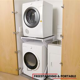 DS DRYERSTANDS Maxi, Universal Freestanding Tumble Dryer Stacking Kit, 100kg Heavy Duty Support, White - thumbnail 3