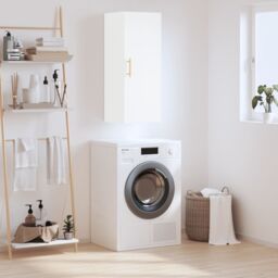 Berkfield Home Wall Mounted Cabinet White 34.5x34x90 cm - thumbnail 1