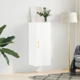 Berkfield Home Wall Mounted Cabinet White 34.5x34x90 cm - thumbnail 3