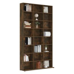 Berkfield Home CD Cabinet Smoked Oak 102x23x177.5 cm Engineered Wood in Brown - thumbnail 5