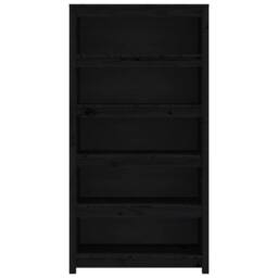 Berkfield Home Beautiful Book Cabinet Black 80x35x154 cm Solid Wood Pine - Size: 80 x 35 x 154 cm - thumbnail 5