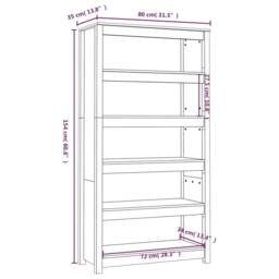 Berkfield Home Beautiful Book Cabinet Black 80x35x154 cm Solid Wood Pine - Size: 80 x 35 x 154 cm - thumbnail 8