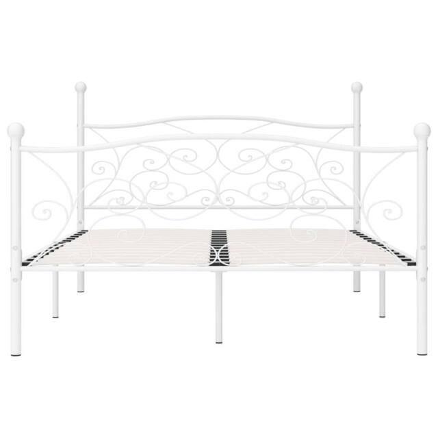 Berkfield Home Elegant Bed Frame with Slatted Base White Metal 140x200 cm - image 1