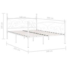Berkfield Home Elegant Bed Frame with Slatted Base White Metal 140x200 cm - thumbnail 5