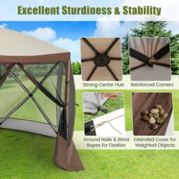 Costway 350 x 230 cm Pop-up Gazebo Tent Outdoor Canopy Sun Shelter in Dark Brown - thumbnail 3