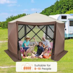 Costway 350 x 230 cm Pop-up Gazebo Tent Outdoor Canopy Sun Shelter in Dark Brown - thumbnail 8