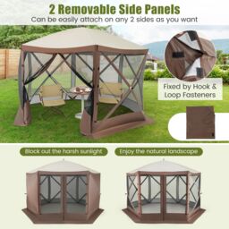 Costway 350 x 230 cm Pop-up Gazebo Tent Outdoor Canopy Sun Shelter in Dark Brown - thumbnail 7