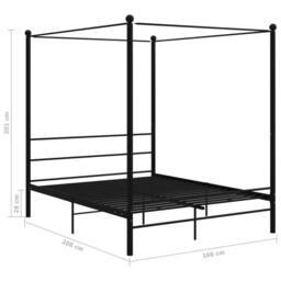 Berkfield Home Canopy Bed Frame Black Metal 160x200 cm - thumbnail 6
