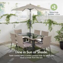 VonHaus Rattan Effect 6 Seater Garden Dining Table & Chairs Set in Grey - Size: 1 Pack - thumbnail 3