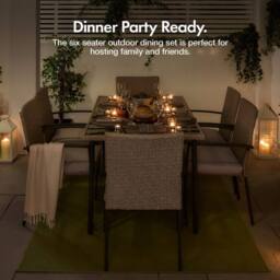 VonHaus Rattan Effect 6 Seater Garden Dining Table & Chairs Set in Grey - Size: 1 Pack - thumbnail 5