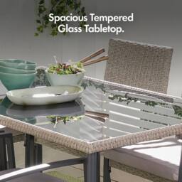 VonHaus Rattan Effect 6 Seater Garden Dining Table & Chairs Set in Grey - Size: 1 Pack - thumbnail 7
