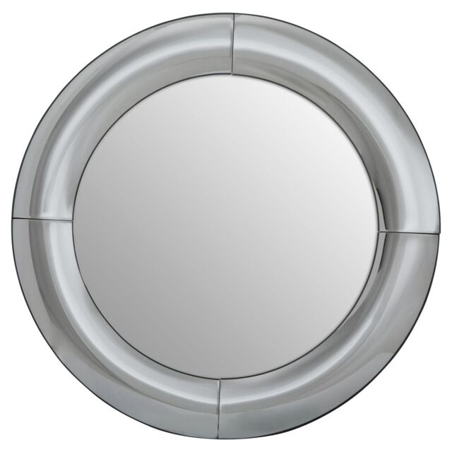 Orsina Silver Round Wall Mirror, Art Deco Style Decorative Mirror For Living Room, Hallway, Silver Frame Wall Mirror - image 1