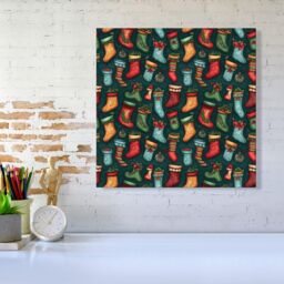 Warren Reed - Designer Christmas Stockings Canvas in Green - Size: w10 inch x h10 inch - thumbnail 2