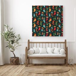 Warren Reed - Designer Christmas Stockings Canvas in Green - Size: w10 inch x h10 inch - thumbnail 3