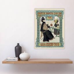 "Artery8 Dutch Skate Cocoa Advert Vintage Wall Art Print Georg van Caspel in Green - Size: W12"" x H16""" - thumbnail 4