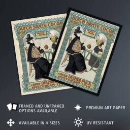 "Artery8 Dutch Skate Cocoa Advert Vintage Wall Art Print Georg van Caspel in Green - Size: W12"" x H16""" - thumbnail 2