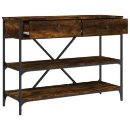 Berkfield Home Console Table with Drawers & Shelves Smoked Oak Engineered Wood in Brown - thumbnail 5