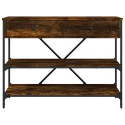 Berkfield Home Console Table with Drawers & Shelves Smoked Oak Engineered Wood in Brown - thumbnail 6
