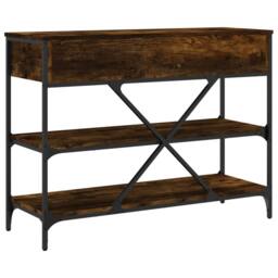 Berkfield Home Console Table with Drawers & Shelves Smoked Oak Engineered Wood in Brown - thumbnail 8