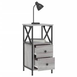 Berkfield Home Bedside Cabinet Grey Sonoma 34x35.5x70 cm Engineered Wood - thumbnail 4