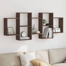 Berkfield Home Wall Shelf Brown Oak 159x18x65 cm Engineered Wood - Size: 159 x 18 x 65 cm - thumbnail 2