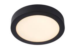 Lucide 'BRICE' Dimmable Stylish Round Bathroom LED Flush Ceiling Light in Black