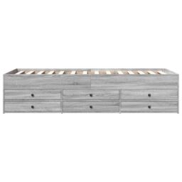 Berkfield Home Daybed with Drawers without Mattress Grey Sonoma 75x190 cm Small Single - thumbnail 4