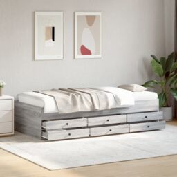 Berkfield Home Daybed with Drawers without Mattress Grey Sonoma 75x190 cm Small Single