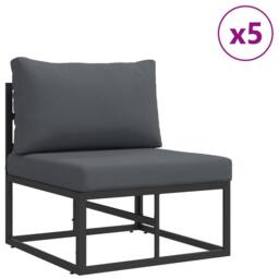 Berkfield Home Garden Sofa Set 7 pcs Black 353 x 141.5 x 71 cm Aluminium - thumbnail 3