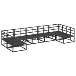 Berkfield Home Garden Sofa Set 7 pcs Black 353 x 141.5 x 71 cm Aluminium - thumbnail 7