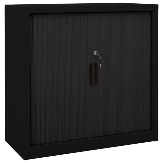 Berkfield Home Sliding Door Cabinet Black 90x40x90 cm Steel - Size: 90 x 40 x 90 cm - image 1