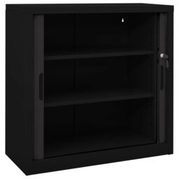 Berkfield Home Sliding Door Cabinet Black 90x40x90 cm Steel - Size: 90 x 40 x 90 cm - thumbnail 6