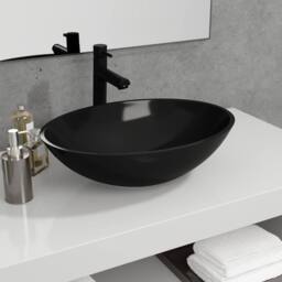 Berkfield Home Basin Glass 50x37x14 cm Black - Size: 50 x 37 x 14 cm - thumbnail 2