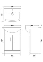 Balterley Floor Standing Bathroom 2 Door Vanity & Basin Unit 550mm, Dark Grey - thumbnail 2