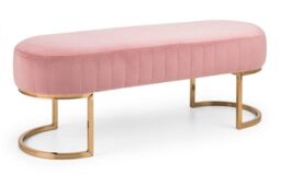 Ashfield Velvet Cushion Bench in Baby Pink - thumbnail 1