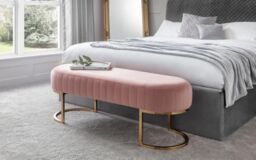 Ashfield Velvet Cushion Bench in Baby Pink - thumbnail 6