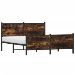 Berkfield Home Metal Bed Frame without Mattress Smoked Oak 137x190 cm in Brown - thumbnail 4