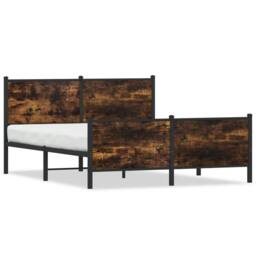 Berkfield Home Metal Bed Frame without Mattress Smoked Oak 137x190 cm in Brown - thumbnail 3
