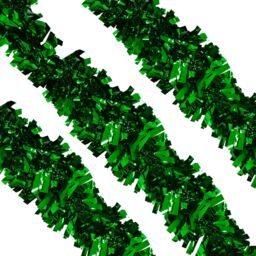 Neel Blue Christmas Shiny Metallic Chunky Tinsel Garland, 6.5ft in Emerald - thumbnail 4