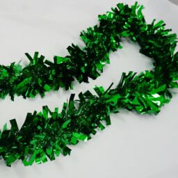 Neel Blue Christmas Shiny Metallic Chunky Tinsel Garland, 6.5ft in Emerald - thumbnail 8