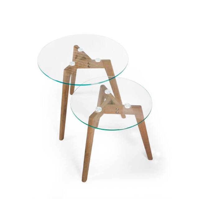 Cheshire Glenfinnan Nest of 2 Tables in Dark Brown & Clear - image 1