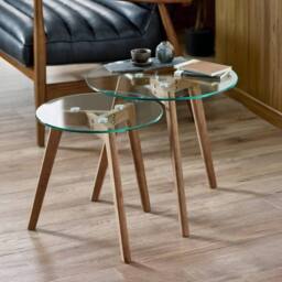 Cheshire Glenfinnan Nest of 2 Tables in Dark Brown & Clear - thumbnail 2