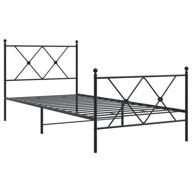 Berkfield Home Metal Bed Frame without Mattress with Footboard Black 90x190cm - Size: 90x190 cm - image 1